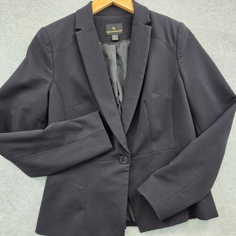 Officecore Dark Feminine WORTHINGTON Peplum Stretch Blazer Womens 6